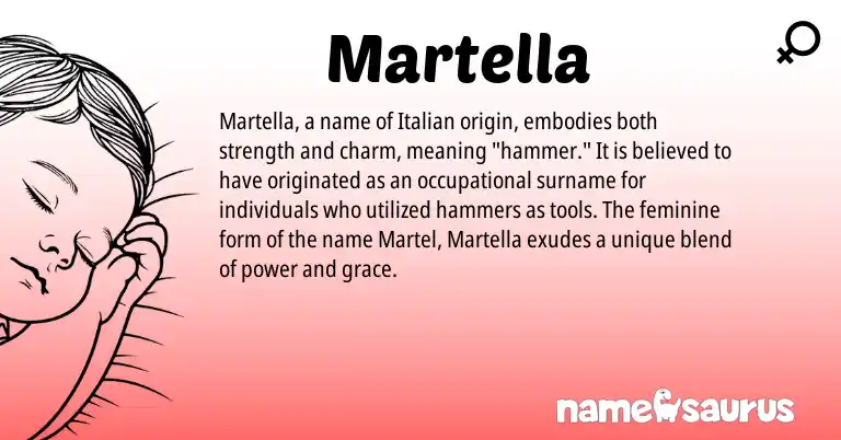 Infographic about Martella name meaning, Martella is a name from Italian origin(s).