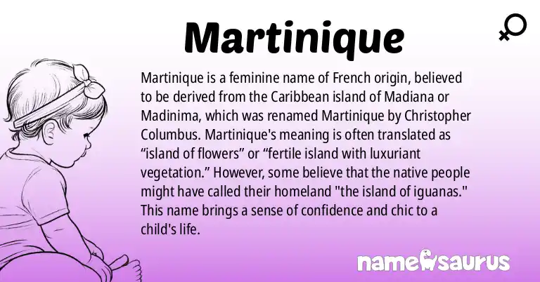 Infographic about Martinique name meaning, Martinique is a name from French, Native American origin(s).