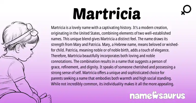Infographic about Martricia name meaning, Martricia is a name from Hebrew origin(s).