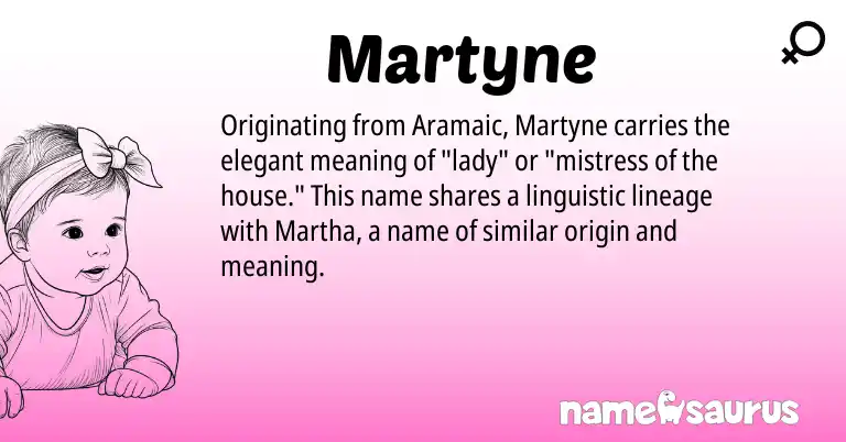 Infographic about Martyne name meaning, Martyne is a name from Aramaic origin(s).
