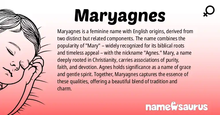 Infographic about Maryagnes name meaning, Maryagnes is a name from English origin(s).