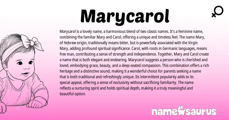 Infographic about Marycarol name meaning, Marycarol is a name from English origin(s).