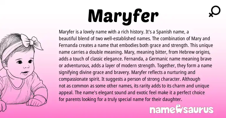 Infographic about Maryfer name meaning, Maryfer is a name from Latin origin(s).