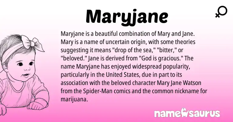 Infographic about Maryjane name meaning, Maryjane is a name from United States origin(s).