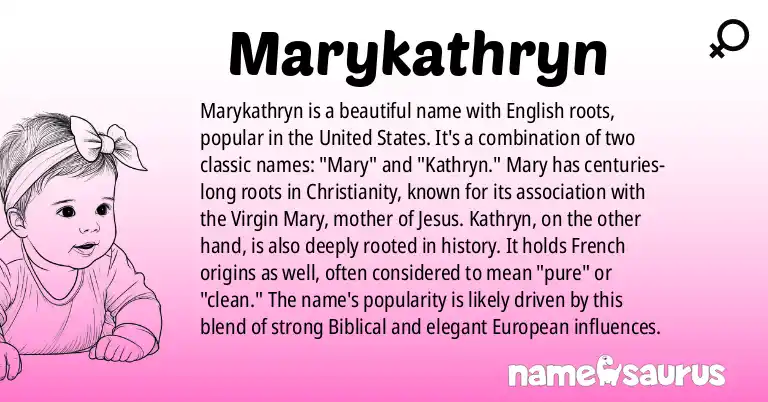 Infographic about Marykathryn name meaning, Marykathryn is a name from English (American) origin(s).