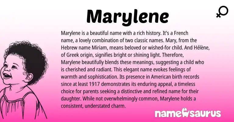 Infographic about Marylene name meaning, Marylene is a name from French, Hebrew, Greek origin(s).