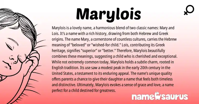 Infographic about Marylois name meaning, Marylois is a name from Hebrew, English, Greek origin(s).
