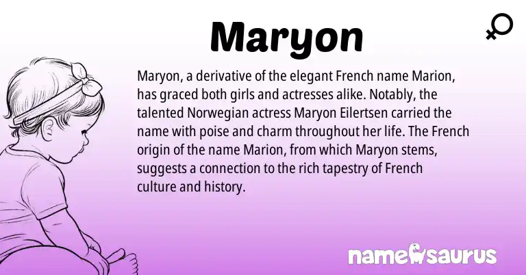 Infographic about Maryon name meaning, Maryon is a name from Norwegian, French origin(s).
