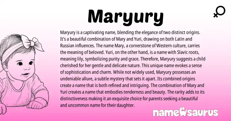 Infographic about Maryury name meaning, Maryury is a name from Latin origin(s).