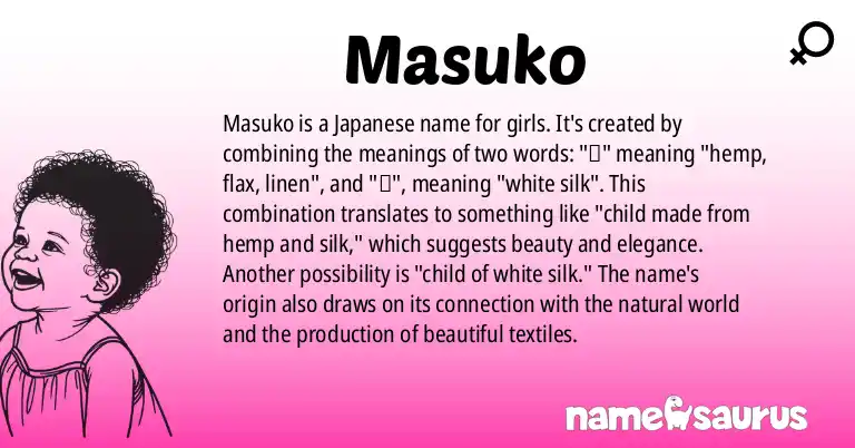 Infographic about Masuko name meaning, Masuko is a name from Japanese origin(s).