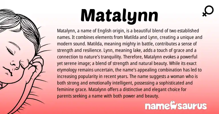 Infographic about Matalynn name meaning, Matalynn is a name from English, American origin(s).