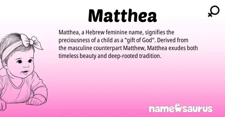 Infographic about Matthea name meaning, Matthea is a name from Hebrew origin(s).