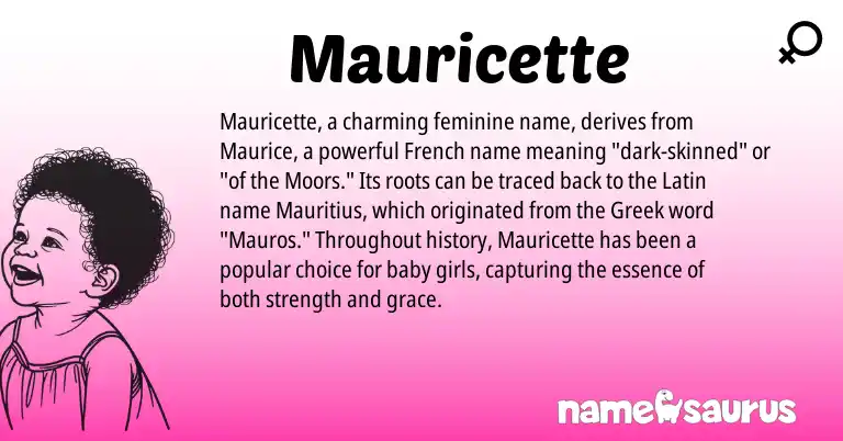 Infographic about Mauricette name meaning, Mauricette is a name from French, Latin, Greek origin(s).