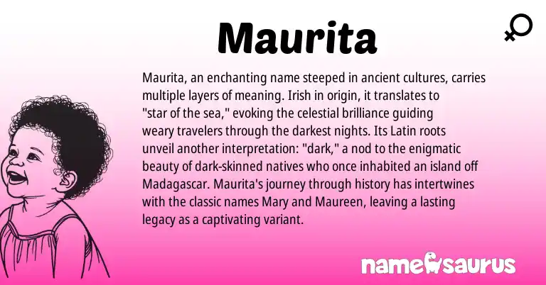 Infographic about Maurita name meaning, Maurita is a name from Irish, Latin origin(s).