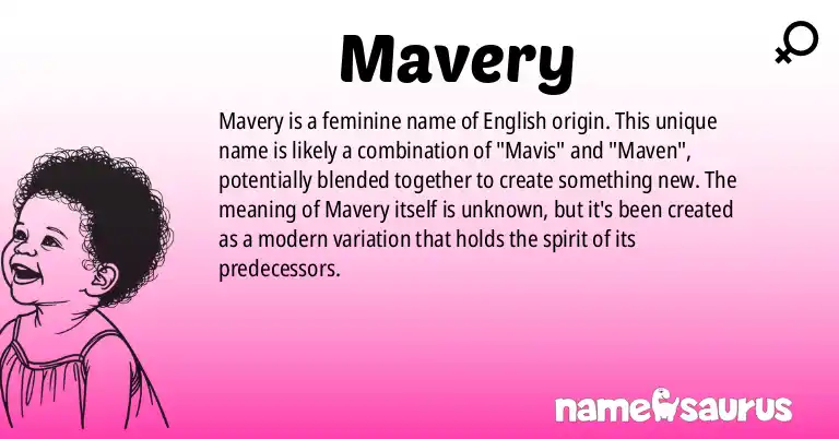 Infographic about Mavery name meaning, Mavery is a name from English origin(s).
