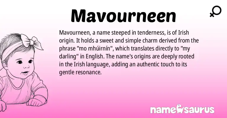 Infographic about Mavourneen name meaning, Mavourneen is a name from Irish origin(s).