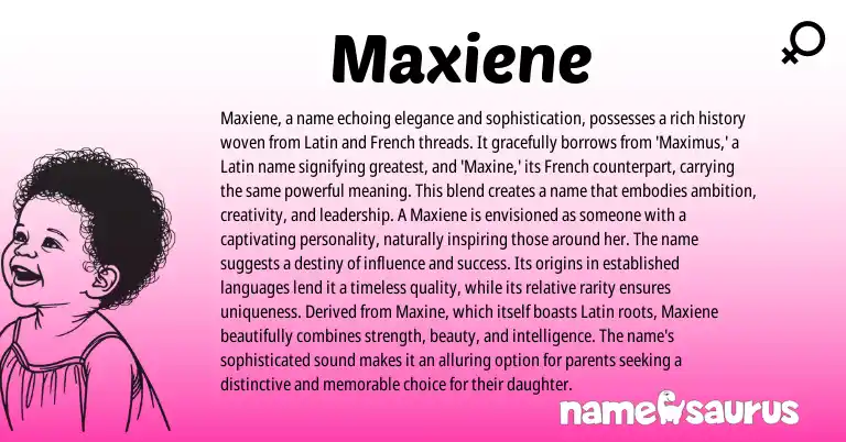 Infographic about Maxiene name meaning, Maxiene is a name from Latin, French origin(s).