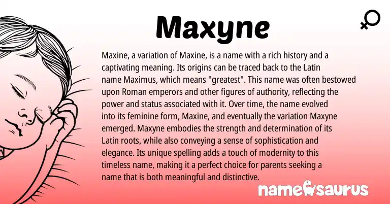 Infographic about Maxyne name meaning, Maxyne is a name from Roman, Latin origin(s).