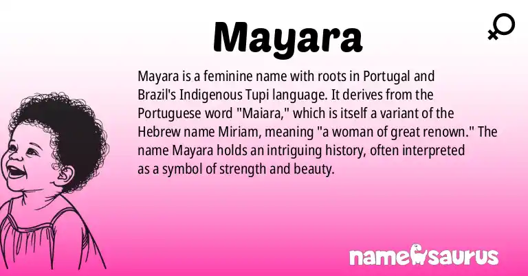 Infographic about Mayara name meaning, Mayara is a name from Portuguese (Brazilian), Tupi origin(s).