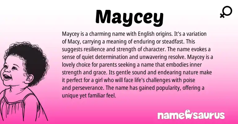 Infographic about Maycey name meaning, Maycey is a name from English origin(s).