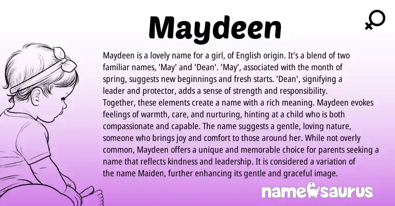 Infographic about Maydeen name meaning, Maydeen is a name from English origin(s).