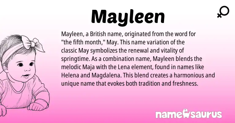 Infographic about Mayleen name meaning, Mayleen is a name from British origin(s).