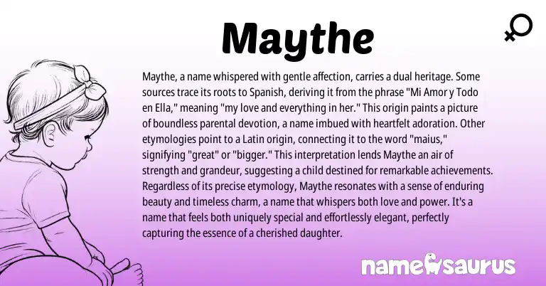 Infographic about Maythe name meaning, Maythe is a name from Spanish origin(s).