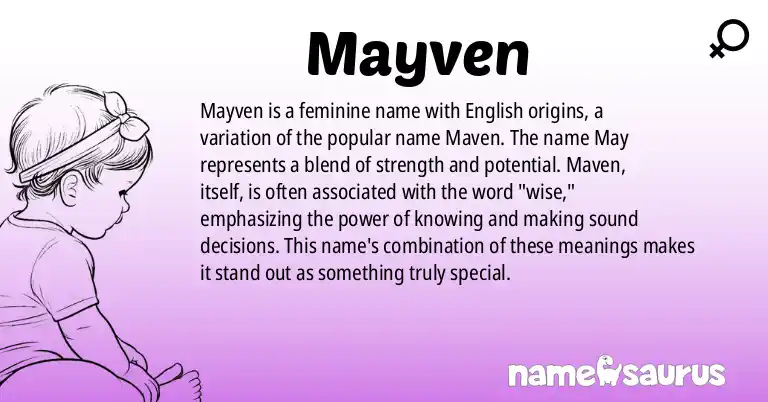 Infographic about Mayven name meaning, Mayven is a name from English origin(s).