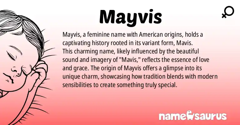 Infographic about Mayvis name meaning, Mayvis is a name from American origin(s).