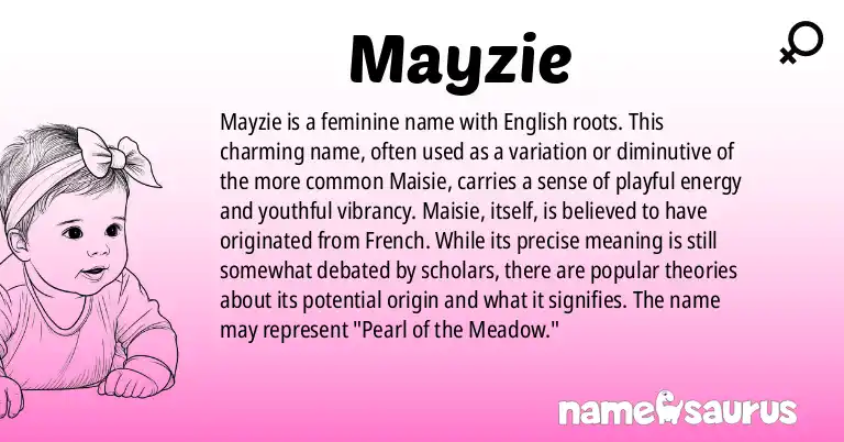 Infographic about Mayzie name meaning, Mayzie is a name from English origin(s).