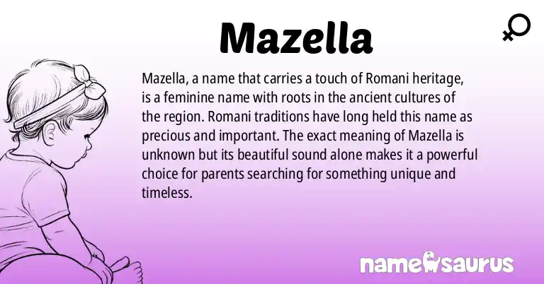 Infographic about Mazella name meaning, Mazella is a name from Romani origin(s).