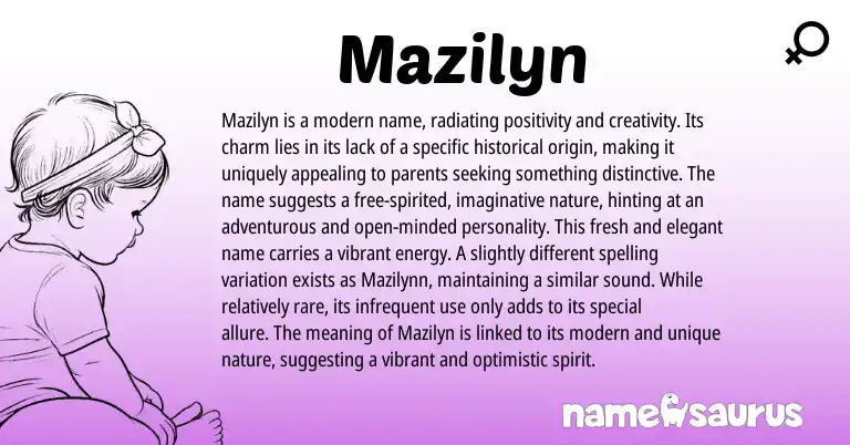 Infographic about Mazilyn name meaning, Mazilyn is a name from Other origin(s).