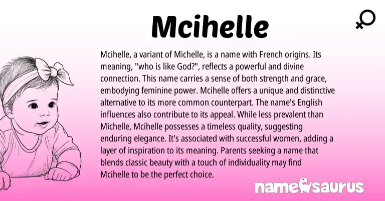 Infographic about Mcihelle name meaning, Mcihelle is a name from French origin(s).