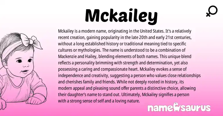 Infographic about Mckailey name meaning, Mckailey is a name from English origin(s).