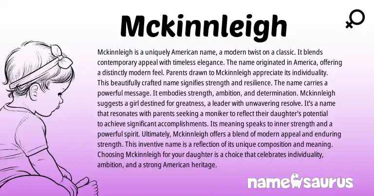 Infographic about Mckinnleigh name meaning, Mckinnleigh is a name from Other origin(s).
