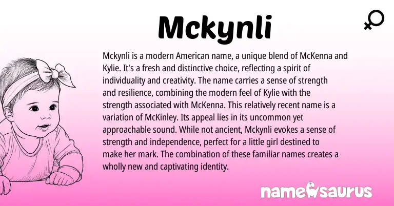 Infographic about Mckynli name meaning, Mckynli is a name from Other origin(s).