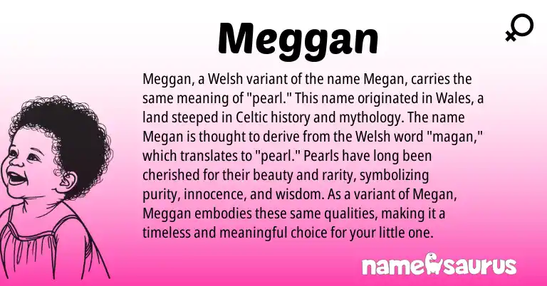 Infographic about Meggan name meaning, Meggan is a name from Welsh, Celtic origin(s).