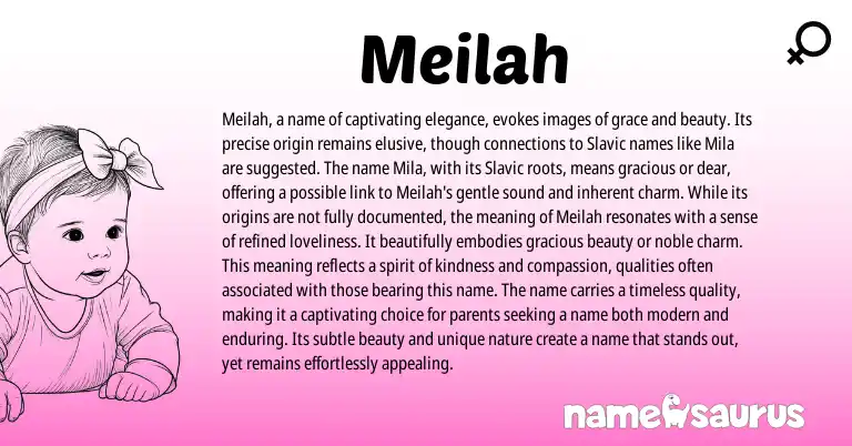 Infographic about Meilah name meaning, Meilah is a name from Other origin(s).