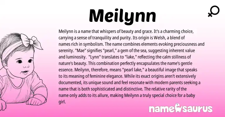Infographic about Meilynn name meaning, Meilynn is a name from Welsh, English origin(s).