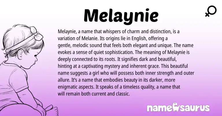 Infographic about Melaynie name meaning, Melaynie is a name from Other origin(s).