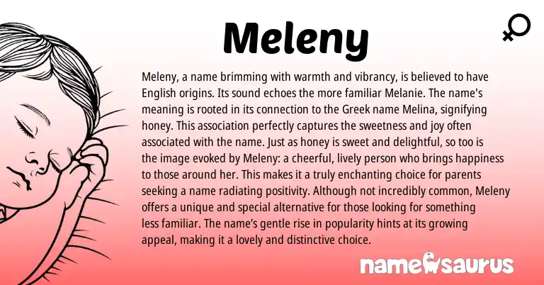 Infographic about Meleny name meaning, Meleny is a name from Greek origin(s).