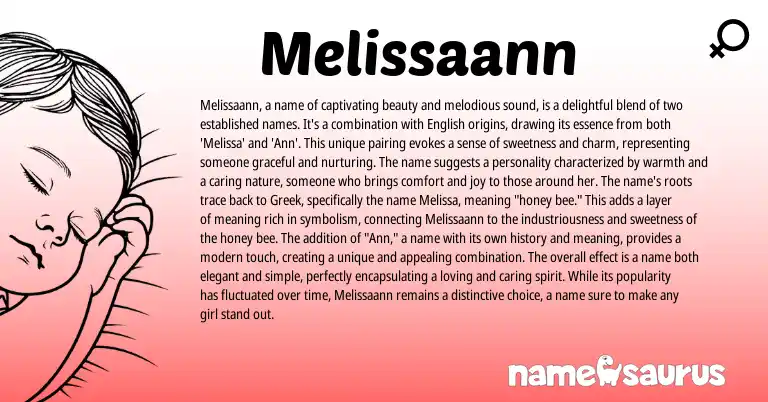 Infographic about Melissaann name meaning, Melissaann is a name from English origin(s).