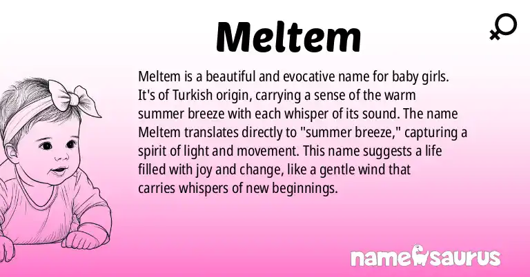 Infographic about Meltem name meaning, Meltem is a name from Turkish origin(s).