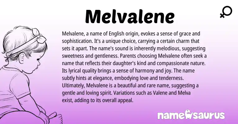 Infographic about Melvalene name meaning, Melvalene is a name from Other origin(s).