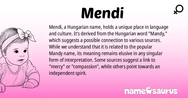 Infographic about Mendi name meaning, Mendi is a name from Hungarian origin(s).