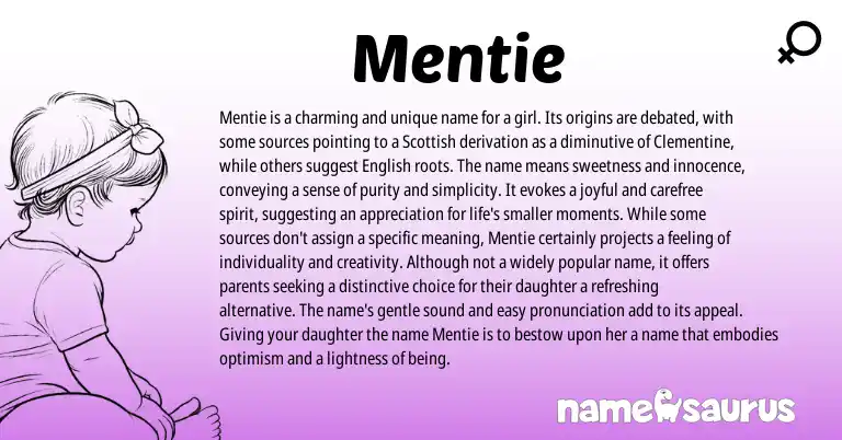 Infographic about Mentie name meaning, Mentie is a name from Scottish origin(s).