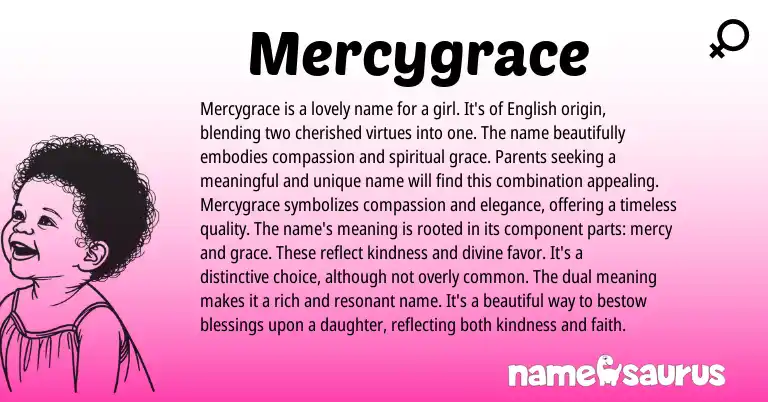 Infographic about Mercygrace name meaning, Mercygrace is a name from English origin(s).
