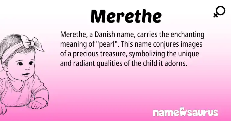Infographic about Merethe name meaning, Merethe is a name from Danish origin(s).