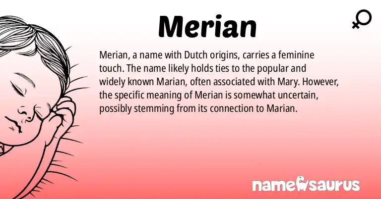 Infographic about Merian name meaning, Merian is a name from Dutch origin(s).