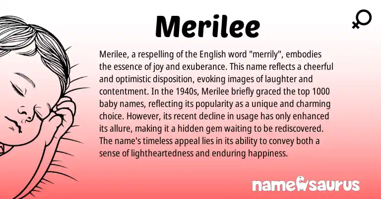 Infographic about Merilee name meaning, Merilee is a name from English origin(s).